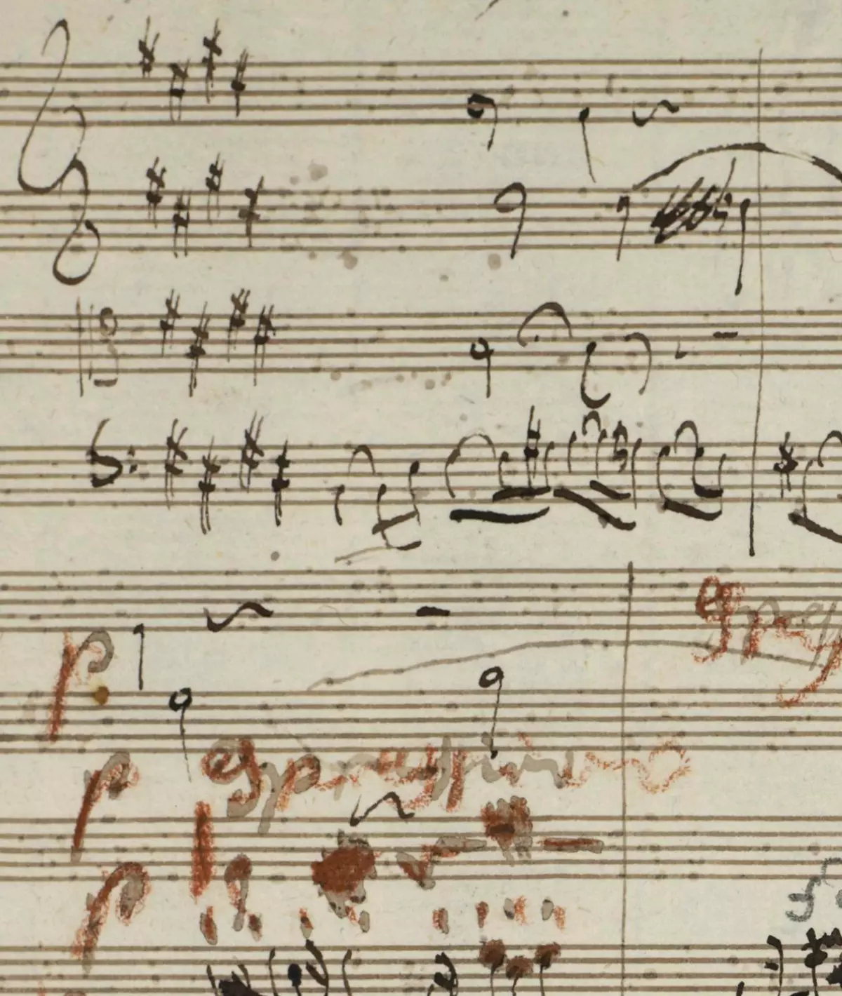 Autograph score of String Quartet Op.59 No.2, Molto Adagio (folio 15, recto).